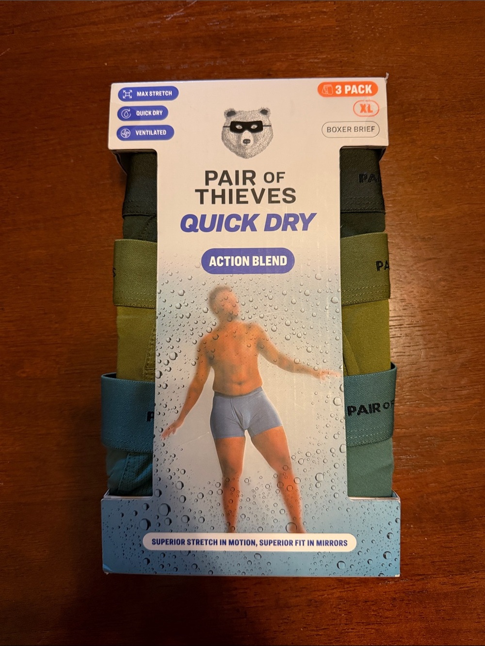 Pair of Thieves Quick Dry Boxer Briefs - 3-Pack (Olive / Teal / Green)